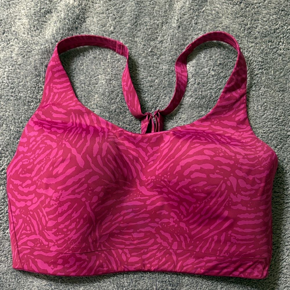 Athleta Magenta Patterned Racerback Sports Bra